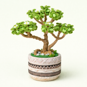 Bonsái artesanal hecho con limpiapipas en maceta de cerámica o acrílico