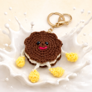 Llavero Galleta de Chocolate Tejido a Mano en Crochet | Llavero Amigurumi Artesanal